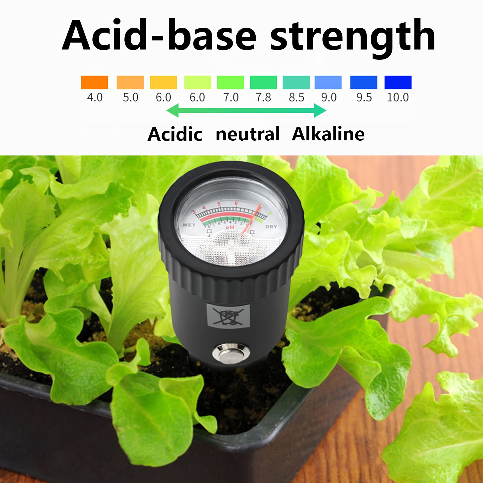 Medidor de Humedad del Suelo, portátil Instrumento de pH, Sensor de Humedad - No Necesita batería - Probadores de la Tierra para jardinería