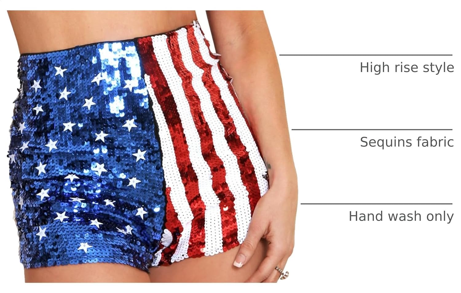 Arsimus USA Patriotic Star & Stripes Sequins Shorts
