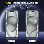 [2 Pack] Matte Glass Screen Protector Designed for iPhone 15, Anti-Glare, Anti-Fingerprint, Install Frame, 9H Tempered Glass
