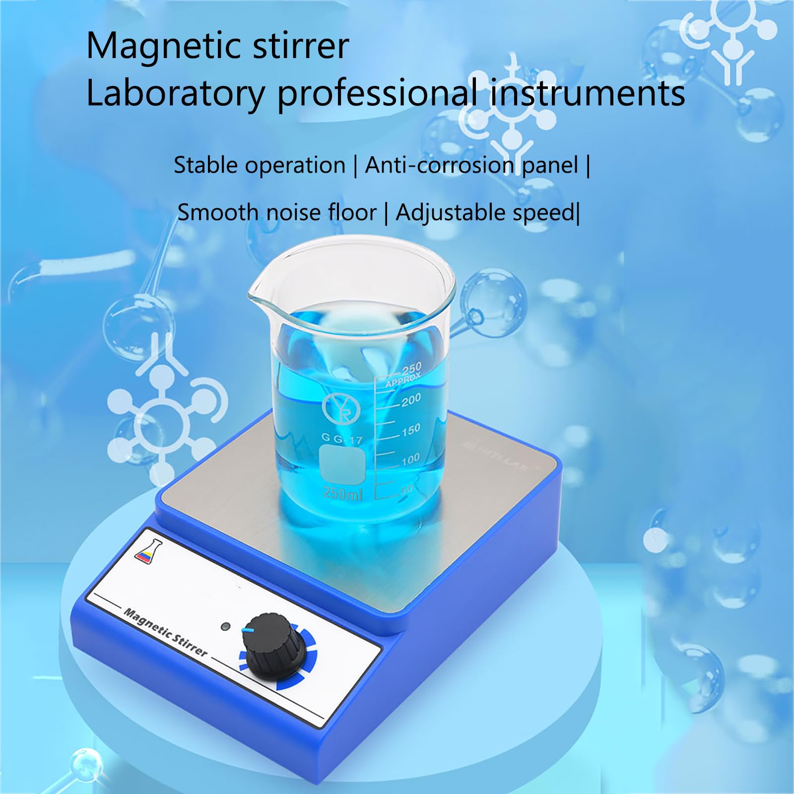 Małe mieszadło magnetyczne, laboratoryjne mieszadło magnetyczne ze stali nierdzewnej, prędkość: 0-3000 R/MIN/stół warsztatowy Rozmiar: 130 * 130 mm/pojemność mieszania: 3000 ml/stabilna praca,