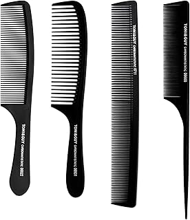 Phoetya 4 Pieces Wide Tooth Combs for Men, Professional Styling Comb Set, Curly Hair Combs, Heat Resistant Anti-static Cutting Combs, Detangling Hair Comb Set With Comfortable Handle, Black