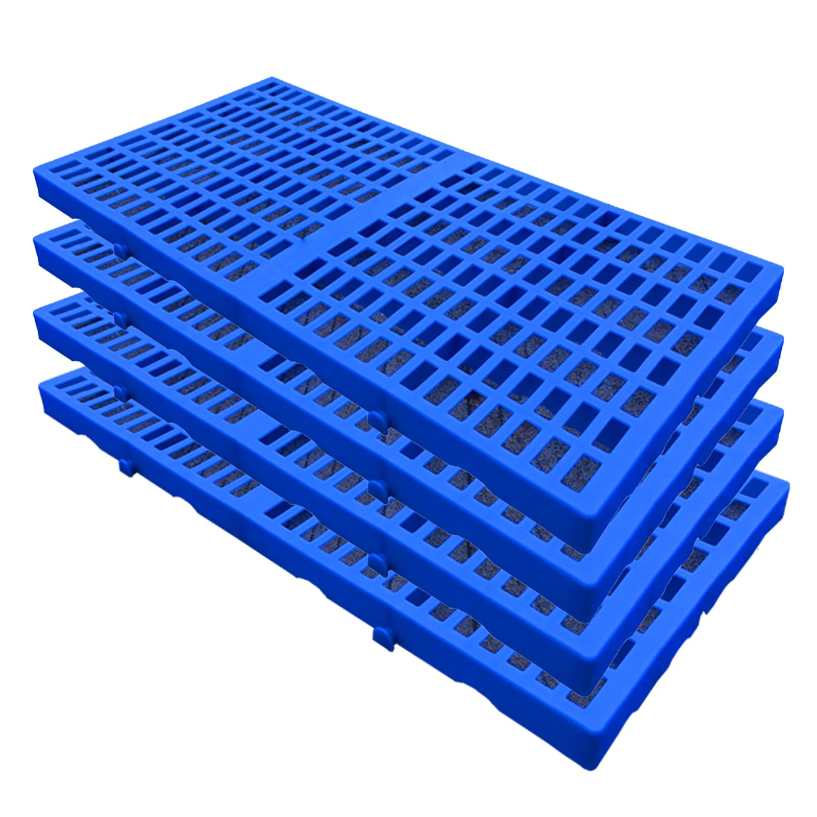 Lyxxw Blue Breathable Plastic Pallet, Waterproof Storage Grid Pad, Grid Ventilation Pallet, Hdpe Lightweight Nestable Moisture Proof Floor Pallets For Garage Supermarket Platform,4 Pcs
