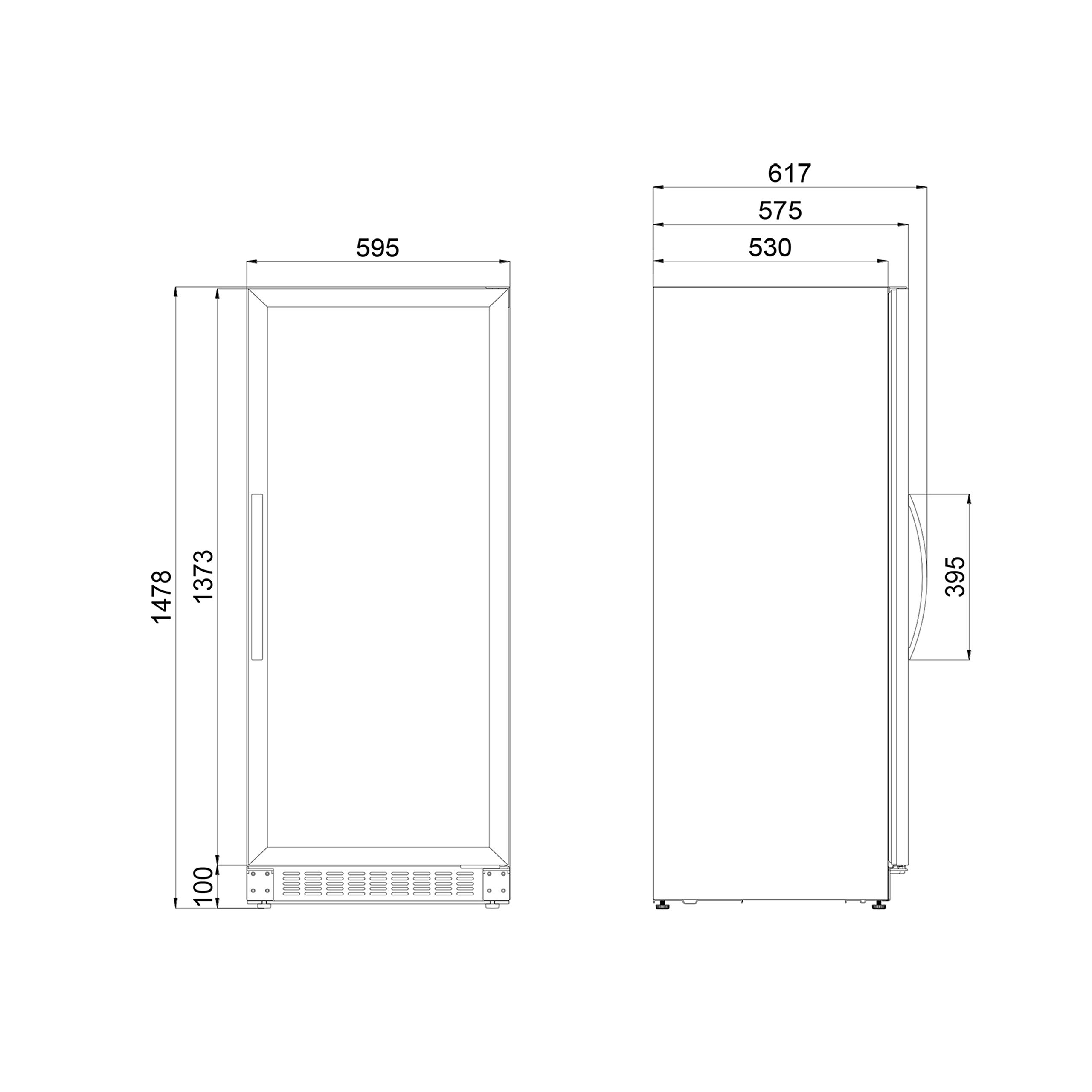 C101G Kompressor-Weinkühlschrank mit Glastür für 101 Flaschen ideal für die Wein-Präsentation in Restaurants, Bistros oder Hotels
