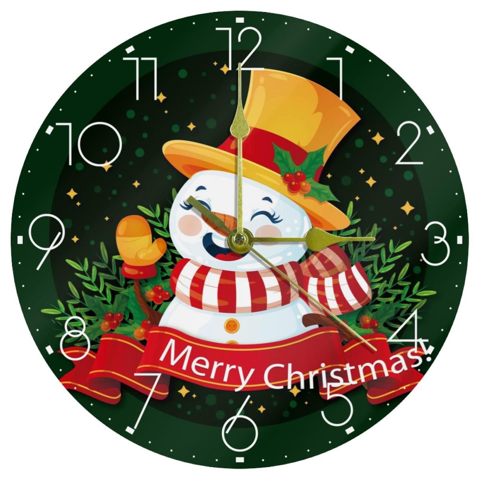 Horloge murale en acrylique silencieuse sans tic-tac à pile verte pour chambre et cuisine