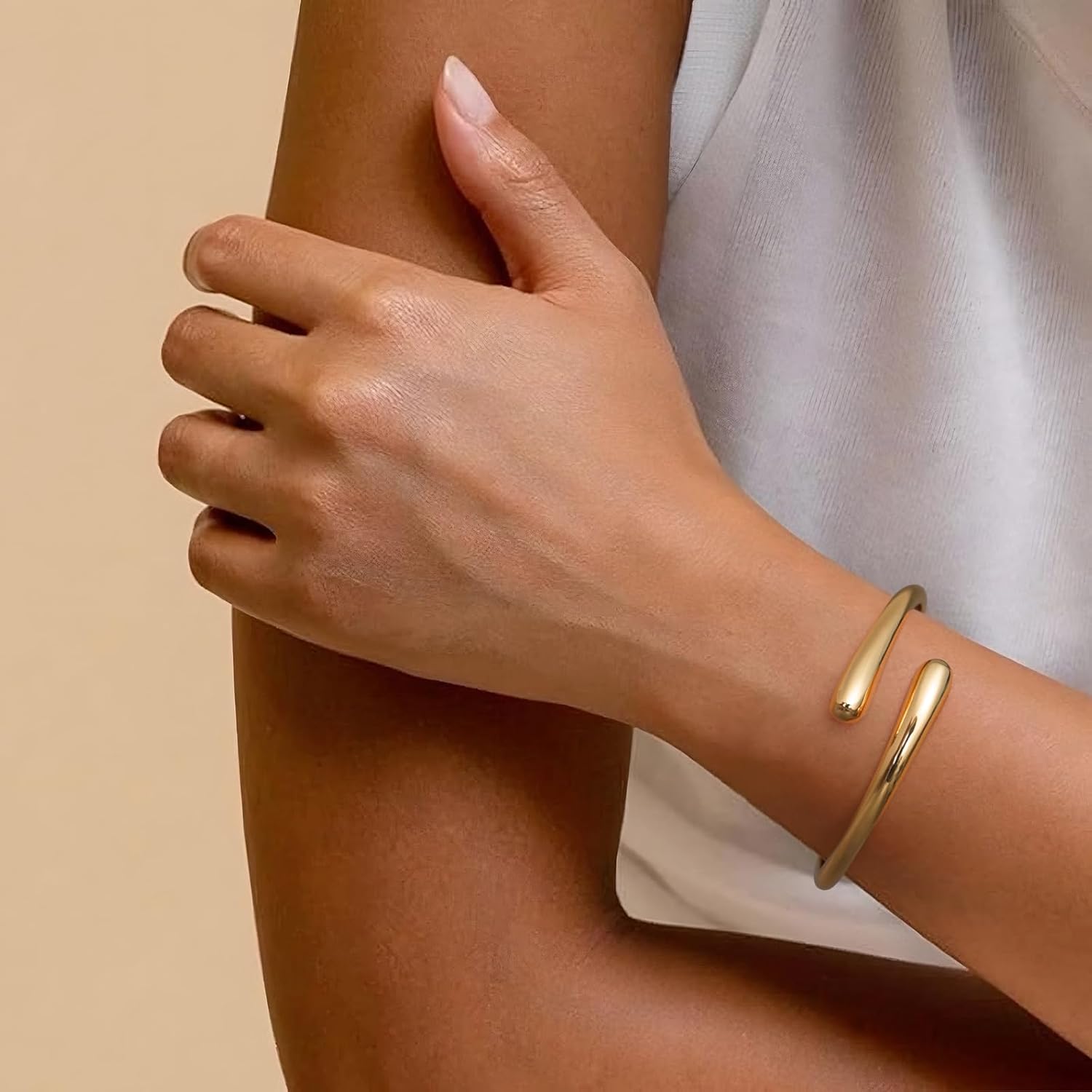 MUYAN Polished Chunky Hinged Bangle Bracelet for Women Trendy Twisted Statement Cuff Bracelet Fashion Jewelry - Image 2