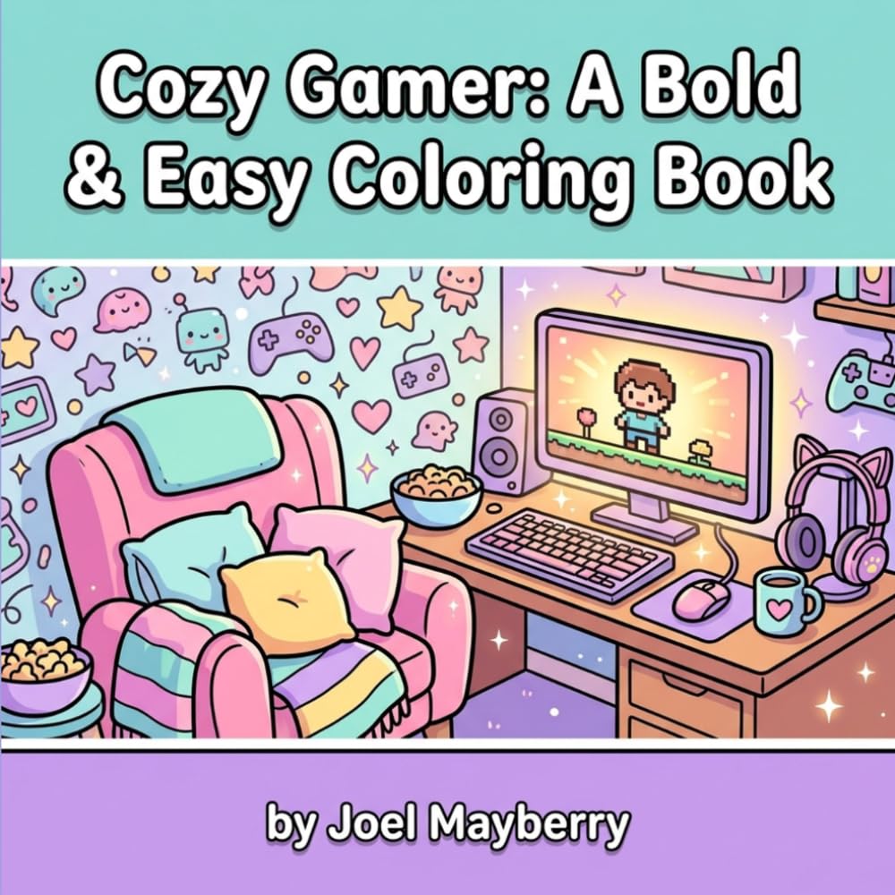 Cozy Gamer: A Bold and Easy Coloring Book