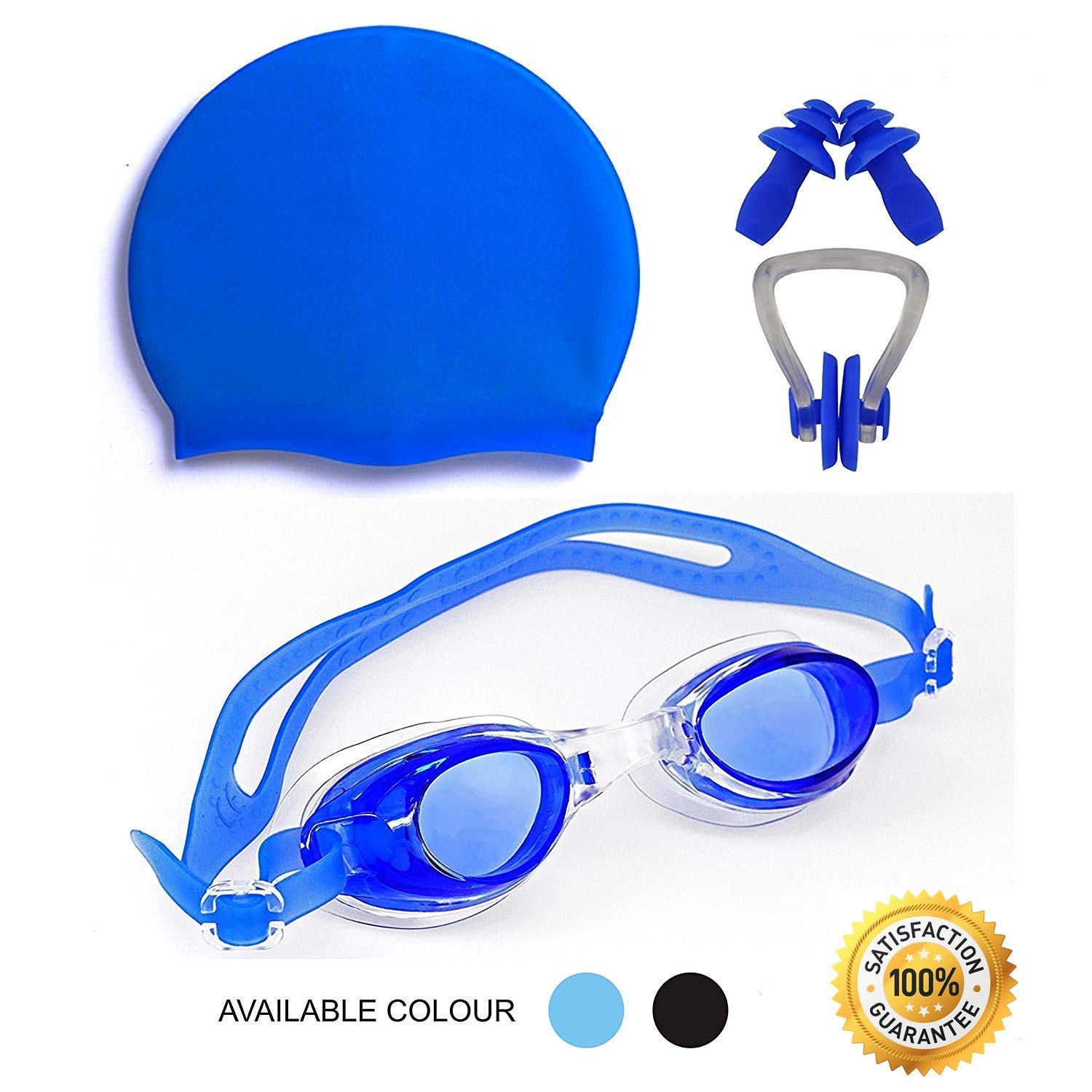 SHIFTER Kids/BOY Swimming Kit with 1 Swimming Shorts|1 Swimming Shorts, 1 Anti Fog Swimming Goggles, 1 Silicone Swimming Cap, 1 Nose Clip 2 Ear Plugs with Swimming Ring (2-4 Years, Blue)