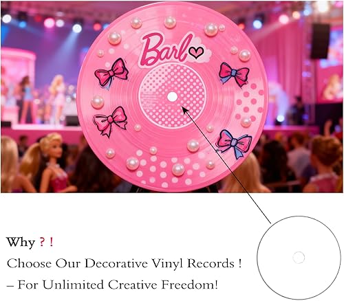 Miniatura 4 de FACHPINT 6 discos rosados para decoración estética de pared, discos de vinilo de 12 pulgadas, discos de vinilo en blanco para graffiti, accesorios