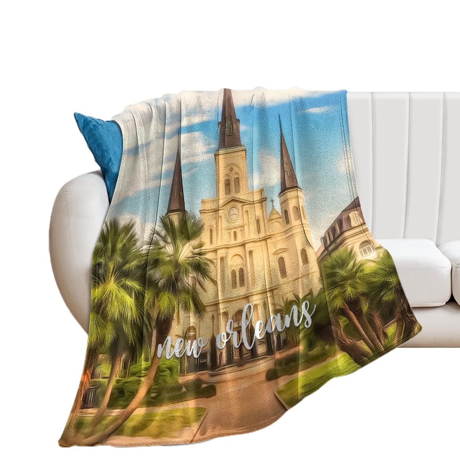Couverture New Orleans en flanelle douce et chaude, plaid lit de qualité supérieure