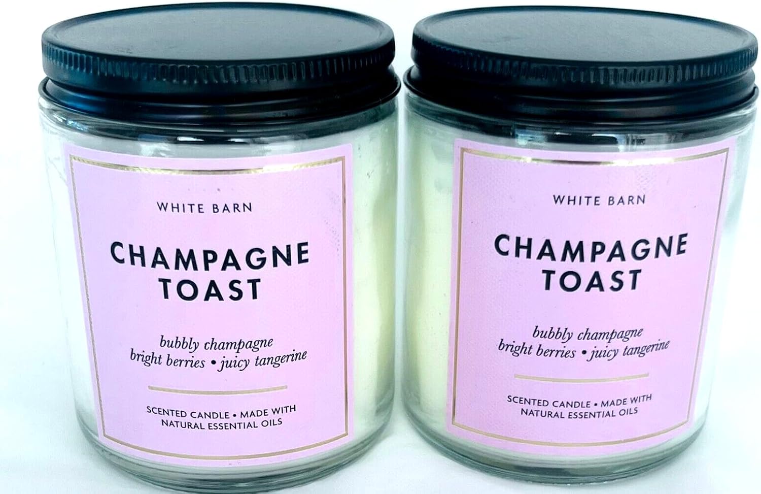 White Barn - Bath & Body Works - Champagne Toast - Single Wick Scented Candle with Essential Oils 7 oz / 198 g Each Pack of 2