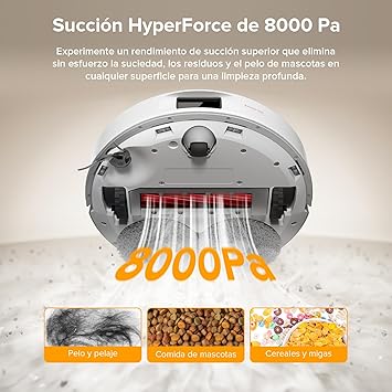 roborock Robot Aspirador QV 35A, 8000Pa de succión, Dos mopas giratorias elevables, cepillos antienredos, tecnología reactiva para Evitar obstáculos, navegación y mapeo,Blanco1