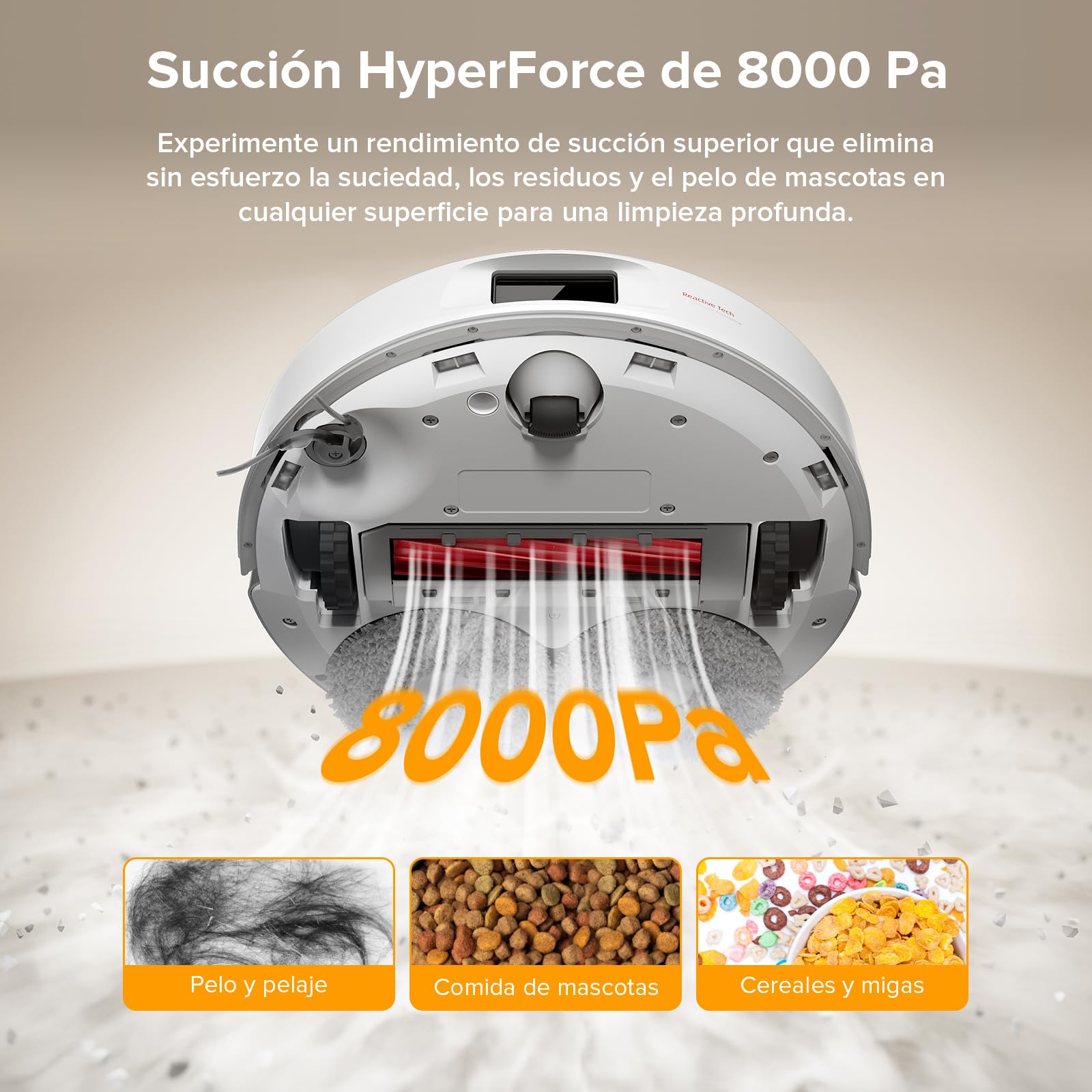 roborock Robot Aspirador QV 35A Set, 8000Pa de succión, Dos mopas giratorias elevables, cepillos antienredos, tecnología reactiva para Evitar obstáculos, navegación y mapeo,Blanco
