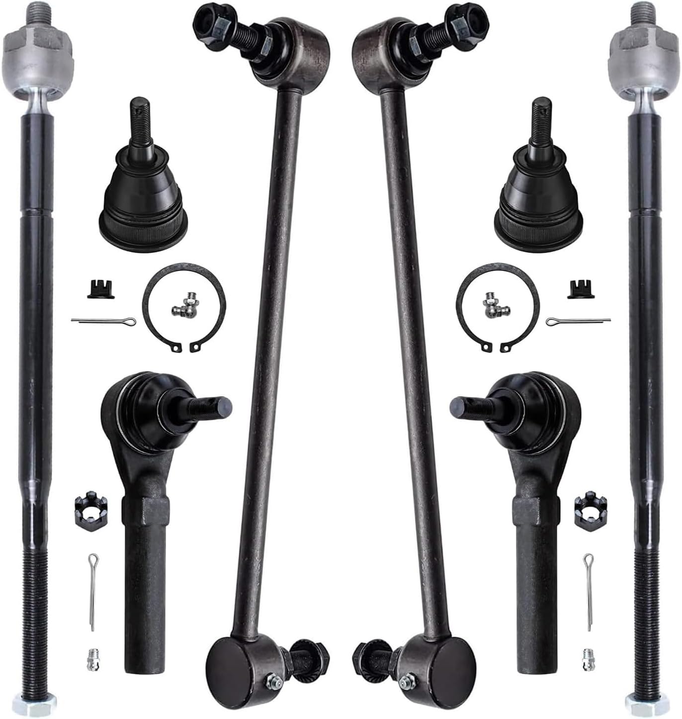 Detroit Axle - Front 8pc Suspension Kit for 11-16 Chrysler Town & Country, 11-19 Dodge Grand Caravan, Tie Rods Sway Bars Lower Ball Joints 2011 2012 2013 2014 2015 2016 2017 2018 2019 Replacement
