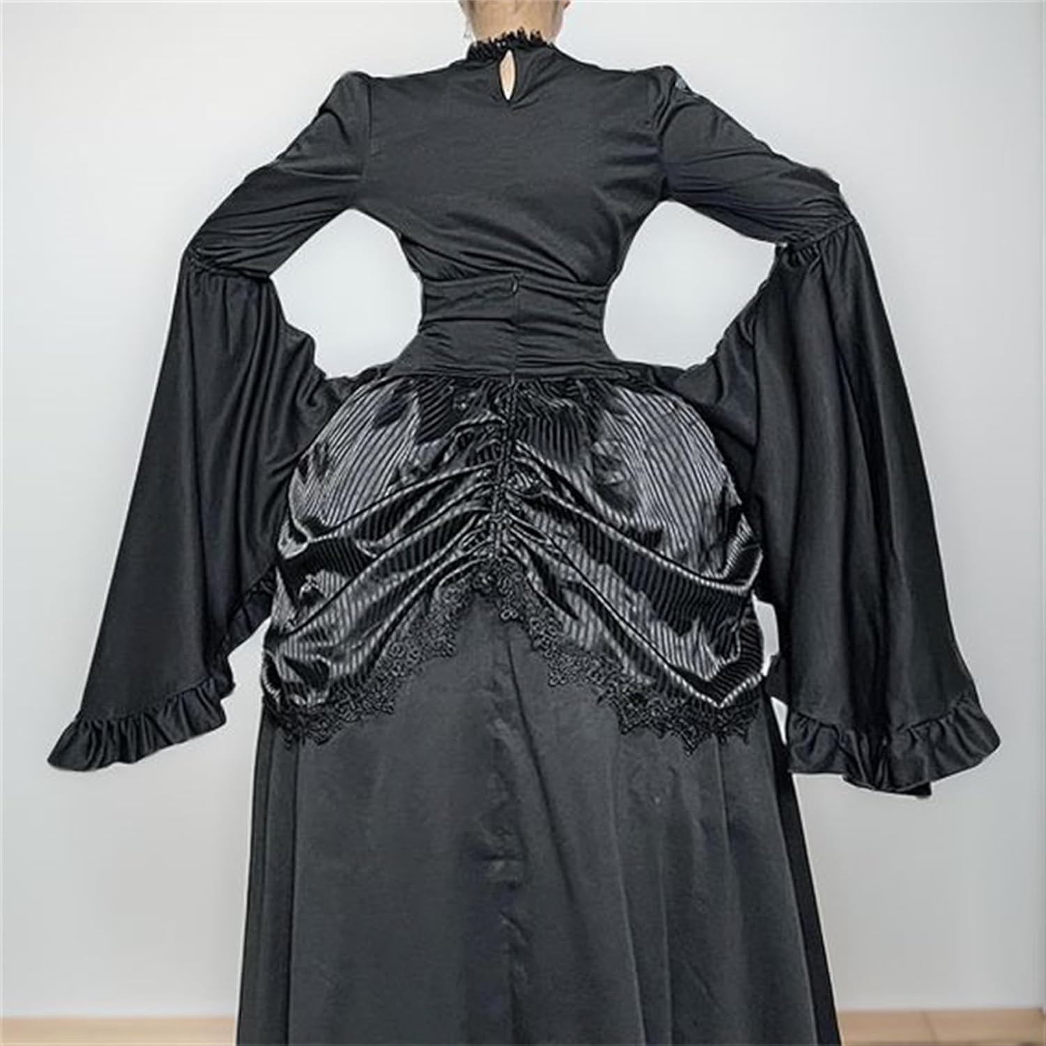 TOMETO STAR Women Vintage Emo Lace Top T Shirt - Sheer See Through Bell Long Sleeves Gothic Victoria Tee Going Out Dance - Image 3