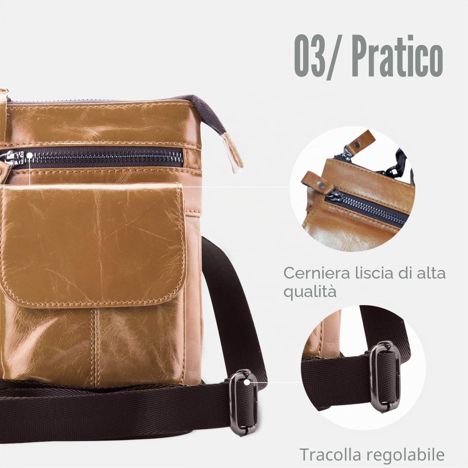 FANDARE Uomo Borsa a tracolla Marsupio Sportivo, Piccole Borse a spalla Marsupio Sportivo Impermeabile Messenger Bag, per Viaggi, Escursioni, Corsa, Tour in Bicicletta
