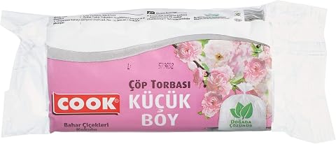 Cook Kokulu Çöp Torbası, Küçük Boy, 40 x 47 cm, 30 Yaprak, Bahar Çiçekleri Kokulu, Şeffaf