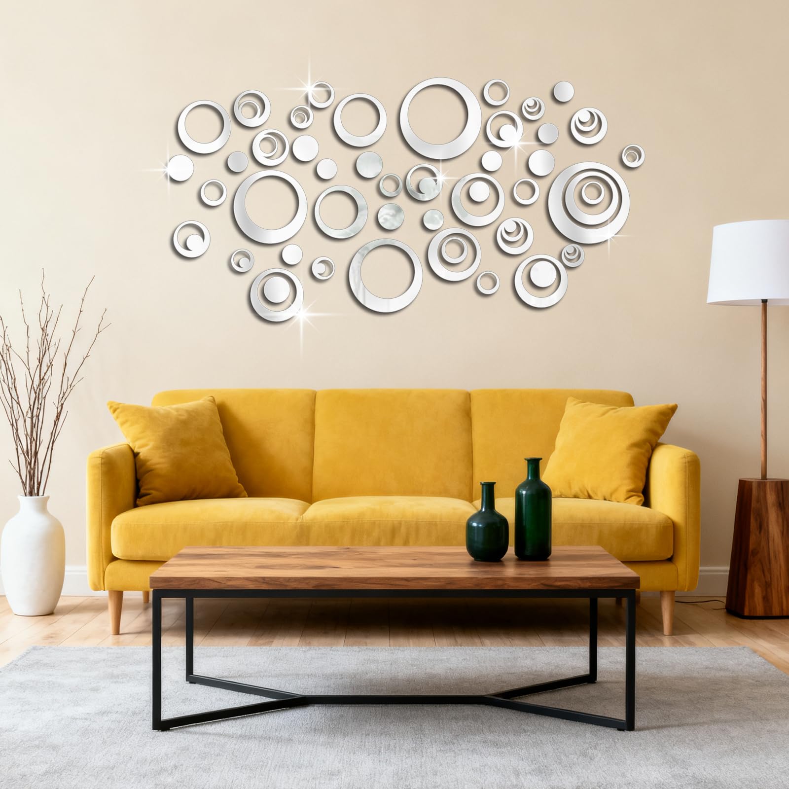 Stickers muraux miroir acrylique autocollants 2D effet miroir argenté