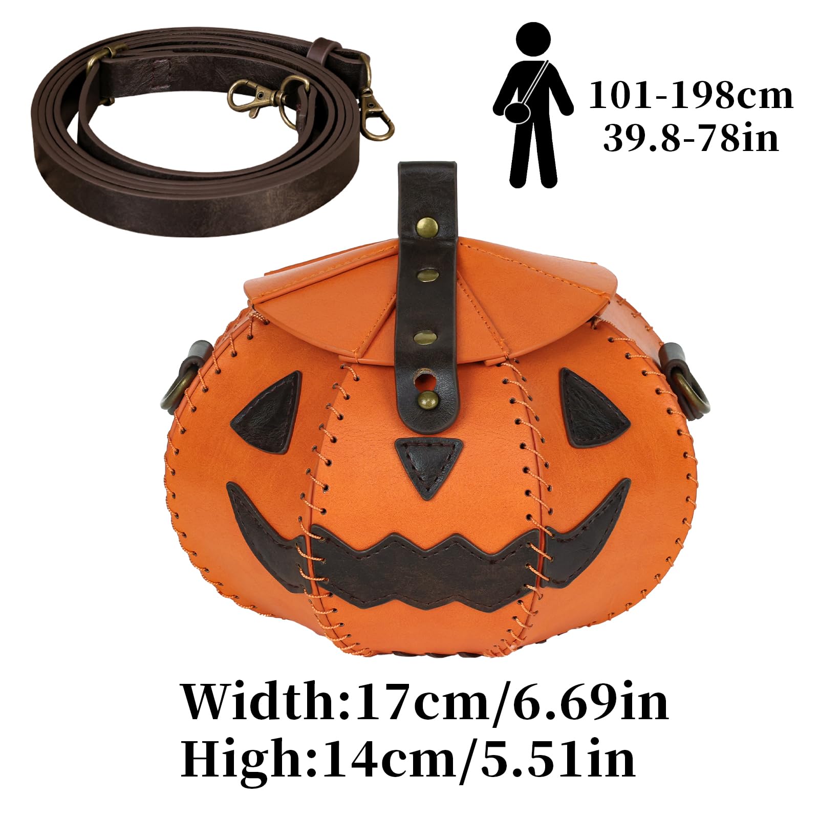 HiiFeuer Halloween Kürbis-Umhängetasche mit Kürbisgesicht