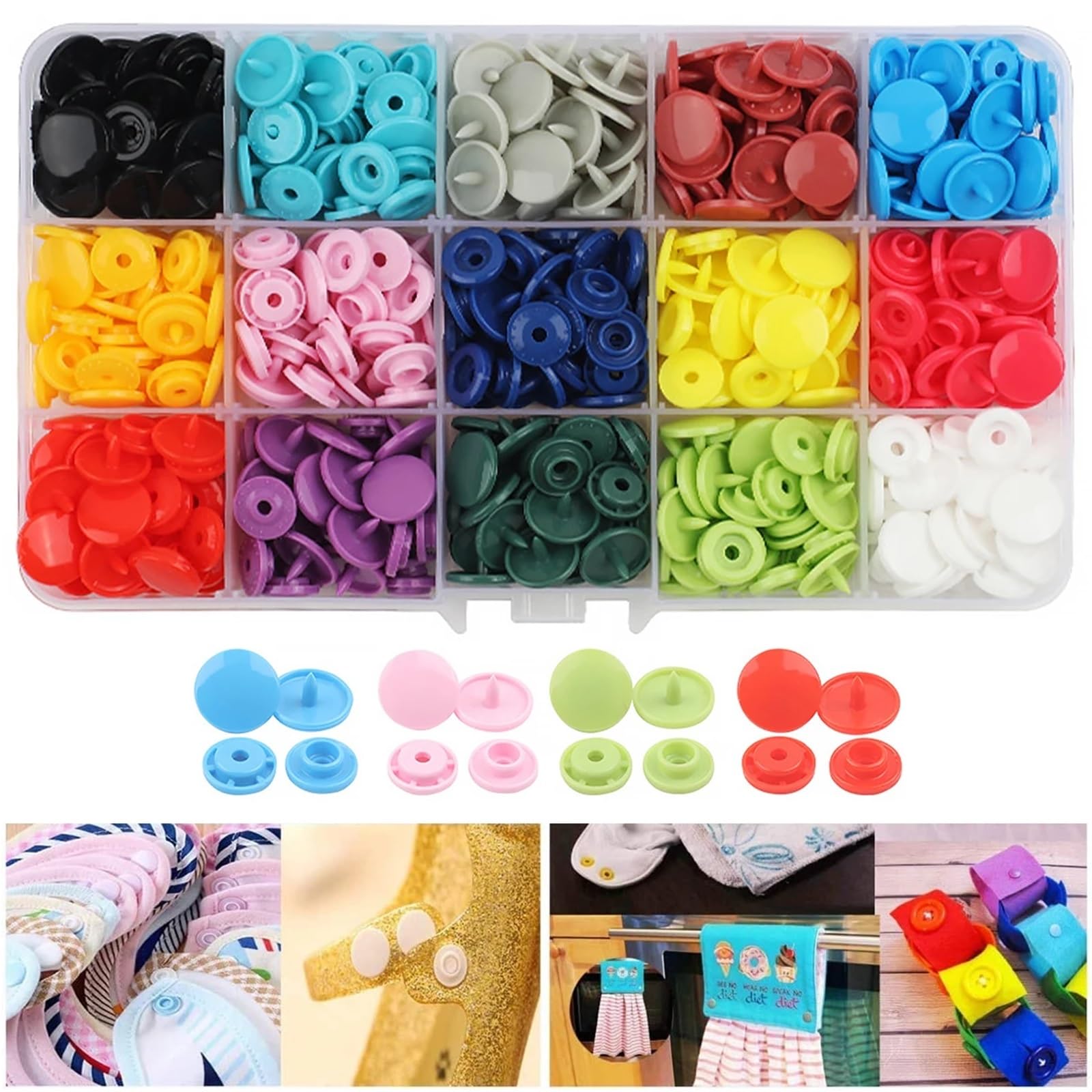 T5 plastikowe zatrzaski zestaw 12mm wielokolorowe żywiczne okrągłe do szycia odzieży tkanina DIY Making
