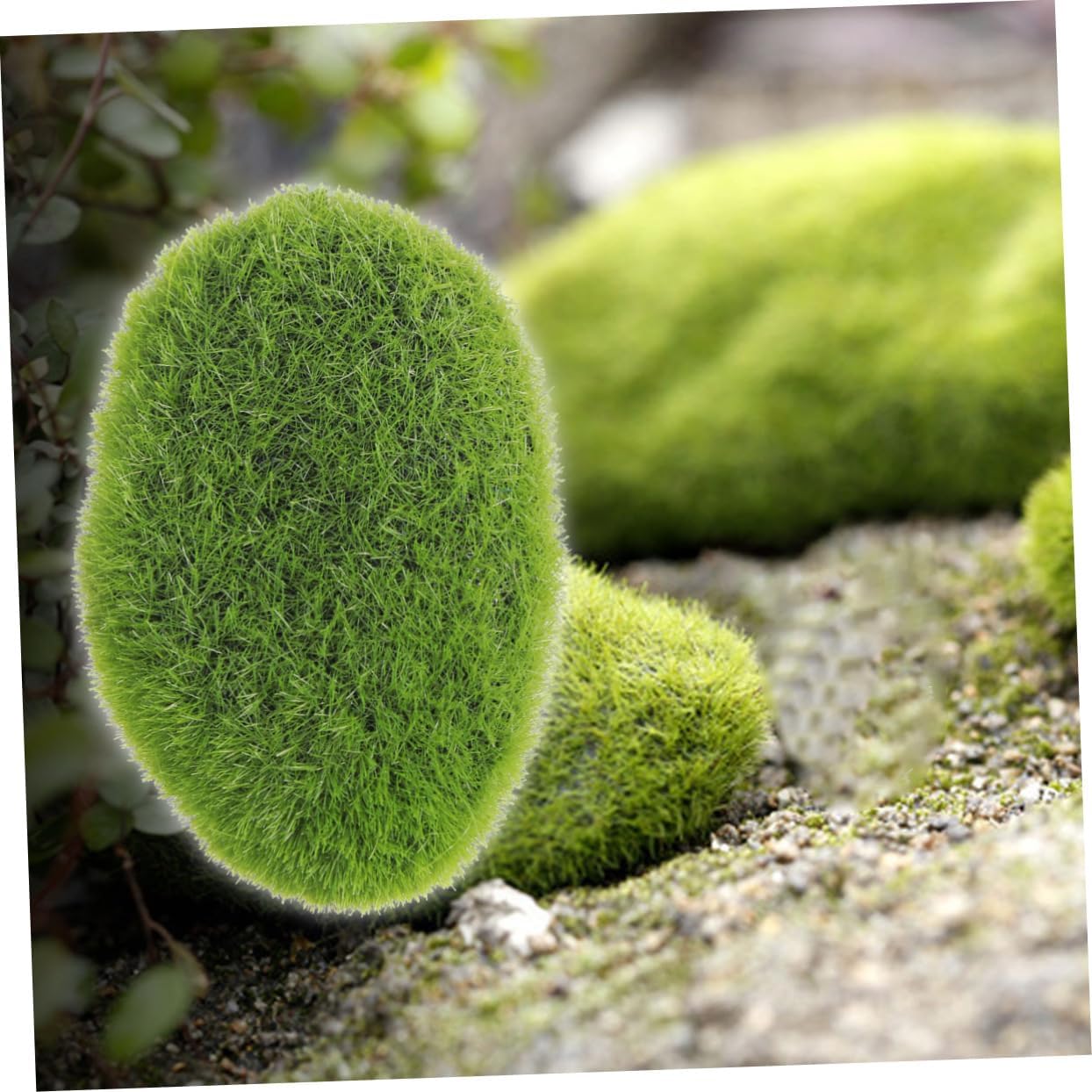 PERSELOSO Moss Rocks Decorative Cover Stones for Floral Arrangements Faux Green Balls for Home Decor and Fairy Gardens Varying Sizes