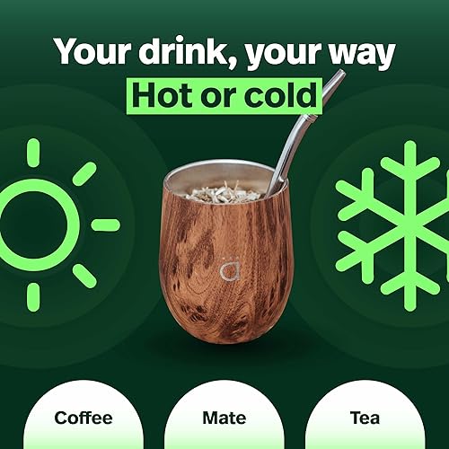 Vista 16 de Kalmateh Yerba Mate - Juego de calabaza tradicional y moderna, incluye popote de filtro Bombilla y cepillo de limpieza, acero inoxidable de doble