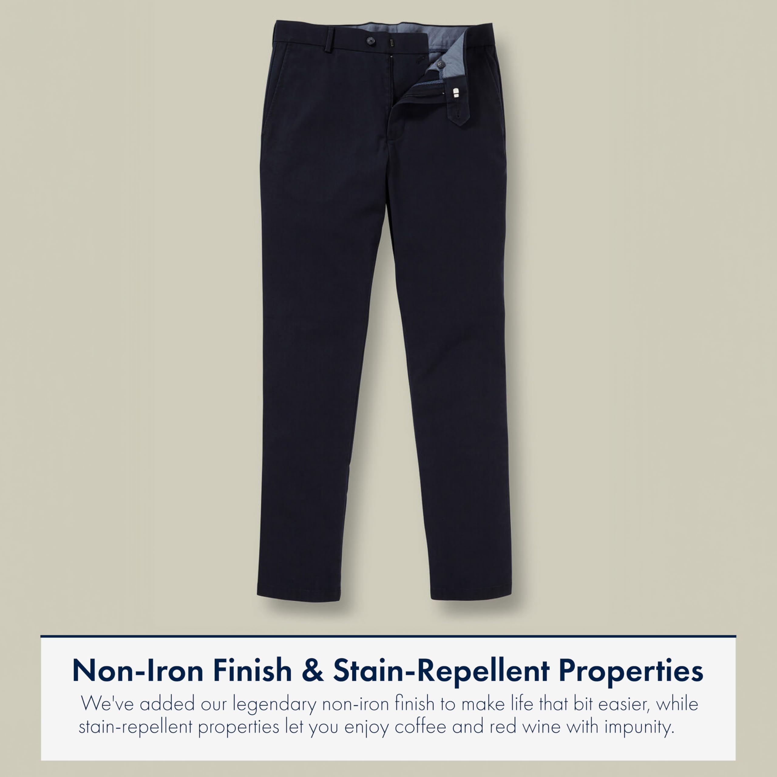 Charles Tyrwhitt Men's Chino Trousers - Ultimate Non-Iron Stretch Chinos for Men - Slim Fit - Smart Casual Cotton Chinos for Work, Travel & Everyday Wear