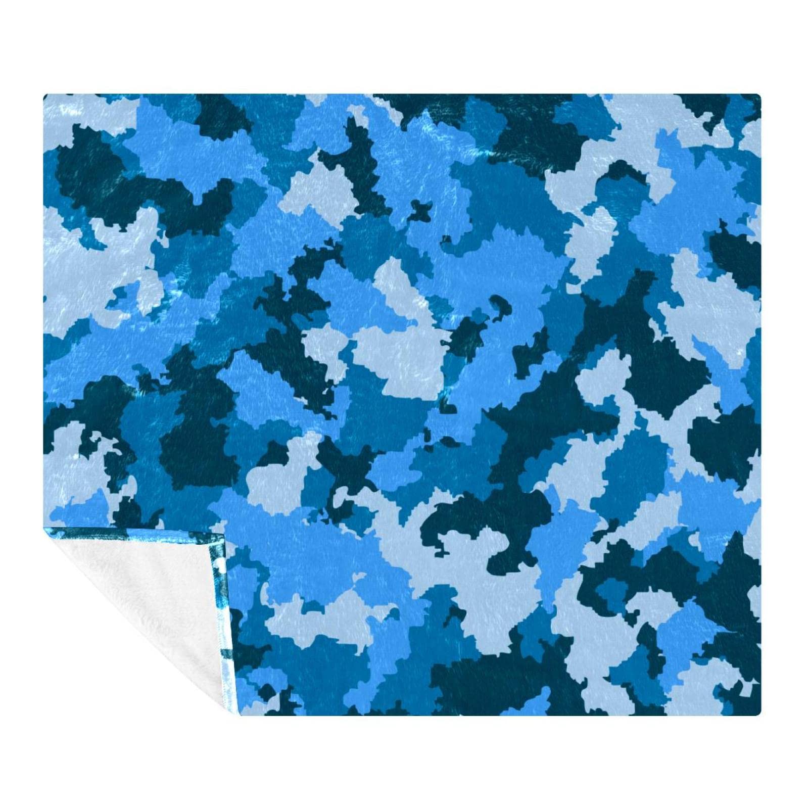Manta de forro polar, súper suave y lujosa, color azul camuflaje