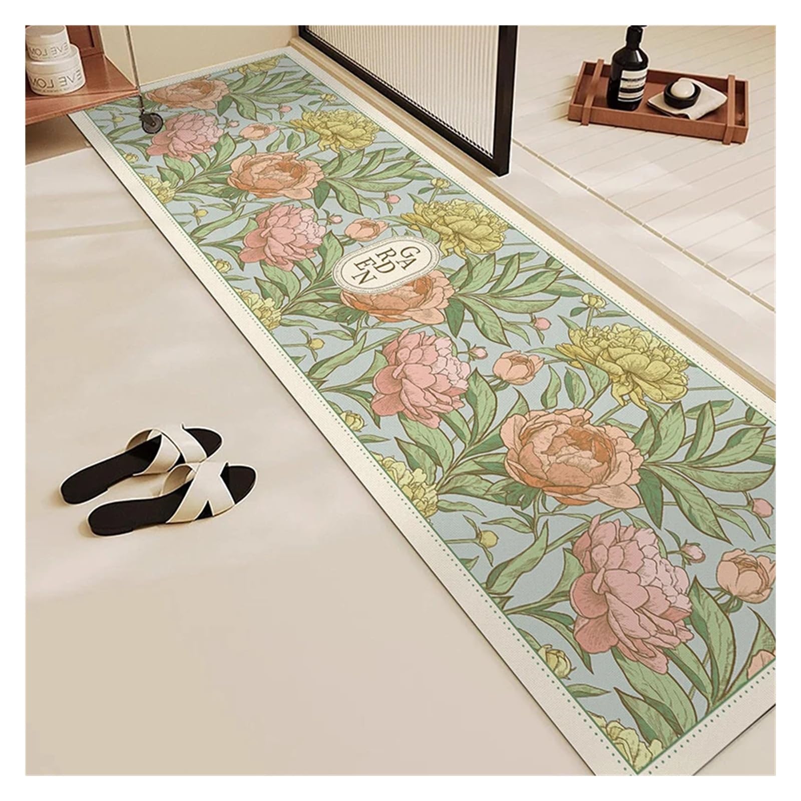 Tapis de couloir floral rose pour une décoration de maison chaleureuse et bucolique
