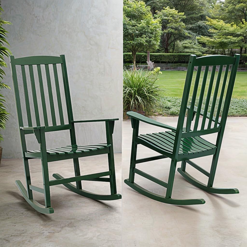Cambridge Casual Somerset Solid Wood 2 Piece Porch Rocking Chair, Hunter Green