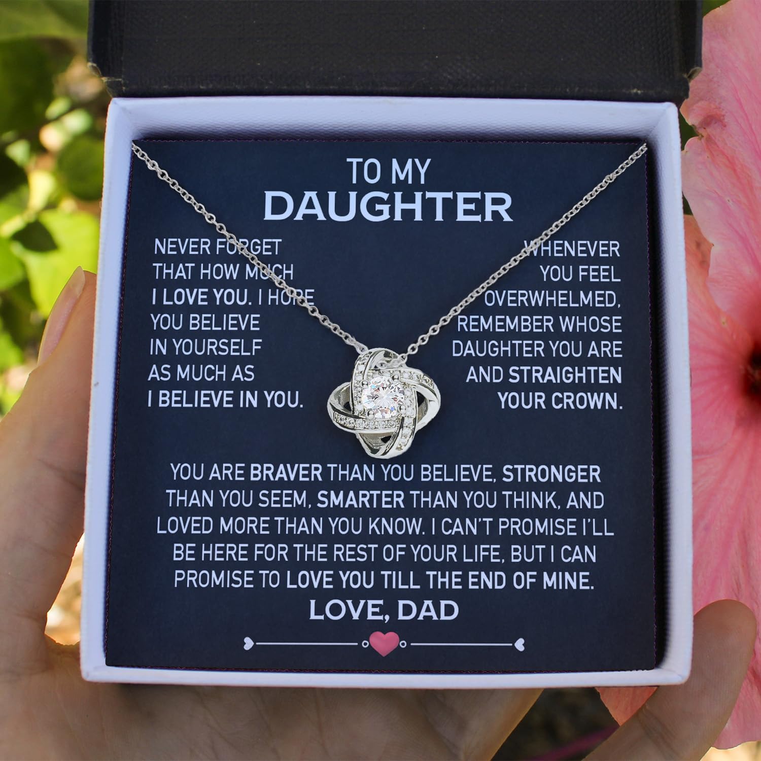 Larvincy To My Daughter Necklace From Dad With Heartfelt Message & Elegant Box, Gifts For Daughter From Father, Beautiful Jewelry Gift From Love Daddy On Graduation, Birthday, Wedding, Valentine’s Day - Image 2