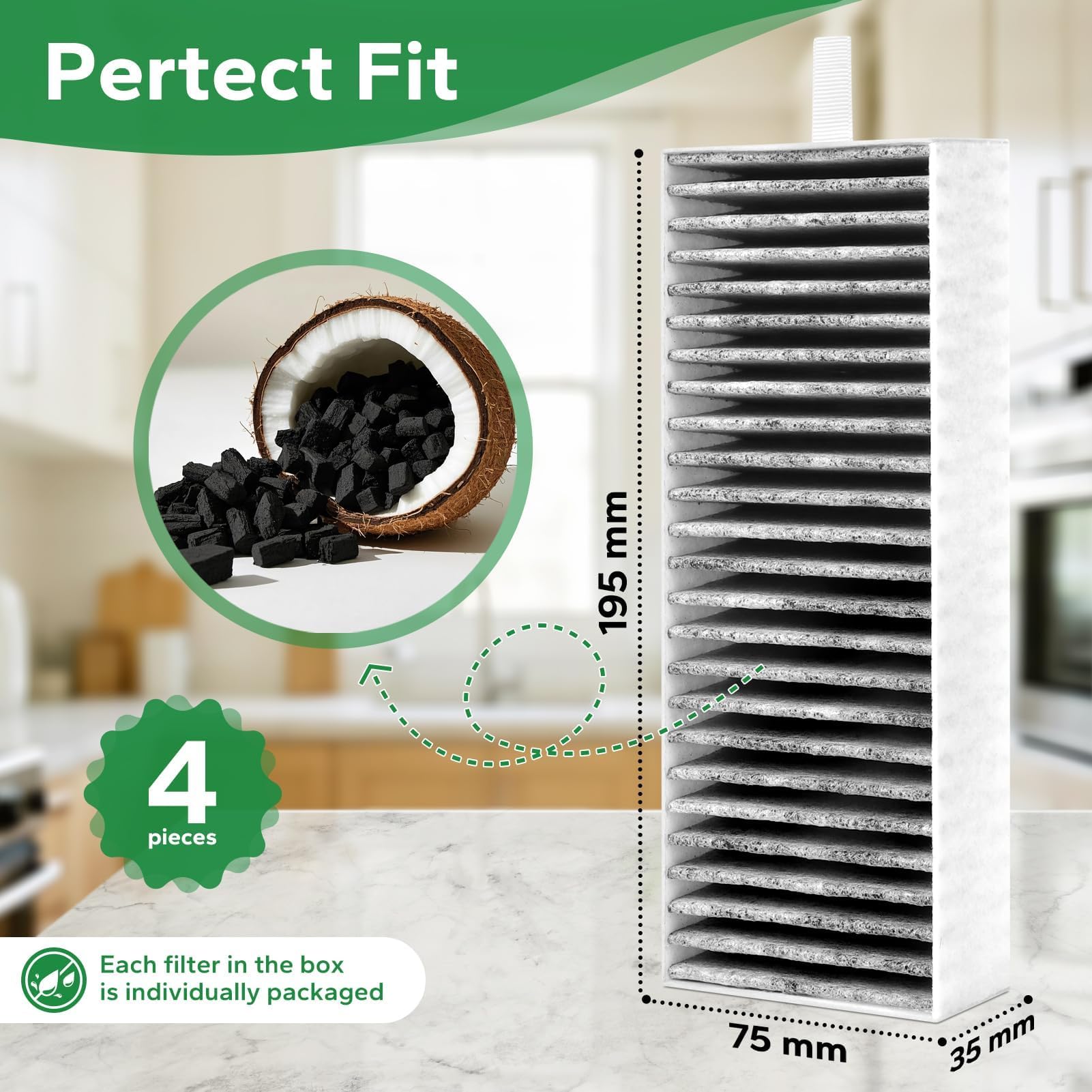 4 filtrów z węglem aktywnym do okapu kuchennego HZ9VRCR0 17004796/ Bosch HEZ9VRCR0 17004805/ Neff Z821VR0 17004806/ Gaggenau CA282111/Constructa CZ9VRCR0, Filtr wymienny
