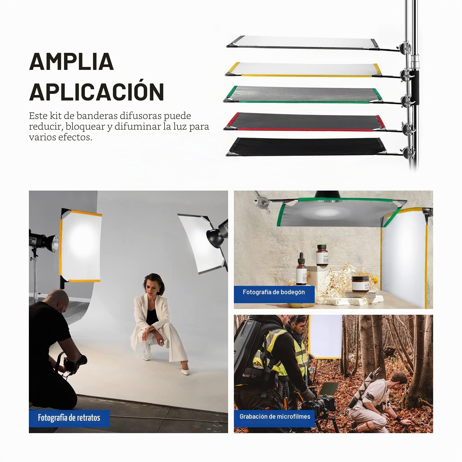 Neewer SF4560F SF4560F - Kit de Bandera Plegable, 45 x 60 cm, 5 en 1, Reflector de iluminación, difusor de luz, modificador de luz, para Efectos Suaves, difusos y de luz, Bolsa de Transporte incluida