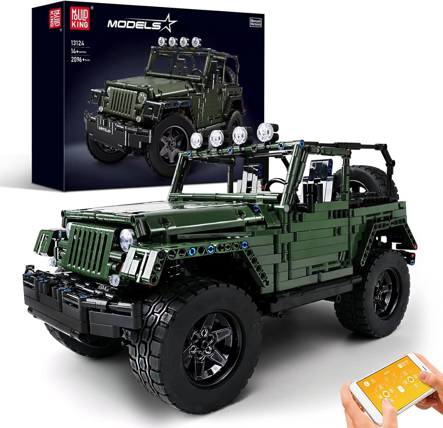 Mould KingOff-Road Pickup Wrange, 1:8 MOC Technique Building Set, Technik Truck Engineering Model Car Toys for Adults (2,096 Pieces)-Dynamic Version
