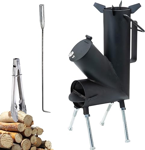 ROCKET STOVE es la estufa de leña perfecta. Una estufa de camping portátil de leña con un póquer de fuego. Para equipo de campamento y equipo de