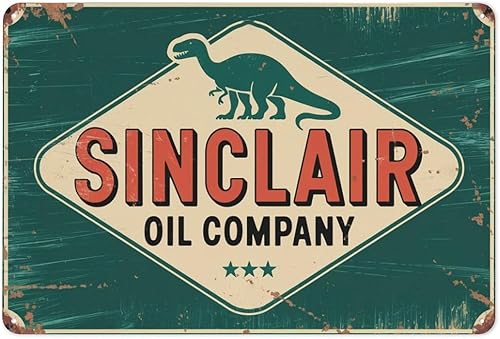 Miniatura 1 de Sinclair Dinosaur Oil Company - Cartel de hojalata vintage retro Sinclair Oil Company de dinosaurio, adecuado para habitación, baño, cueva, bar,