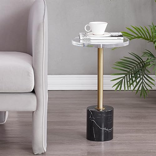 Miniatura 2 de LIKENOW Mesa auxiliar de acrílico para muebles, mesa auxiliar redonda pequeña transparente para sala de estar, dormitorio, oficina, mesita de noche