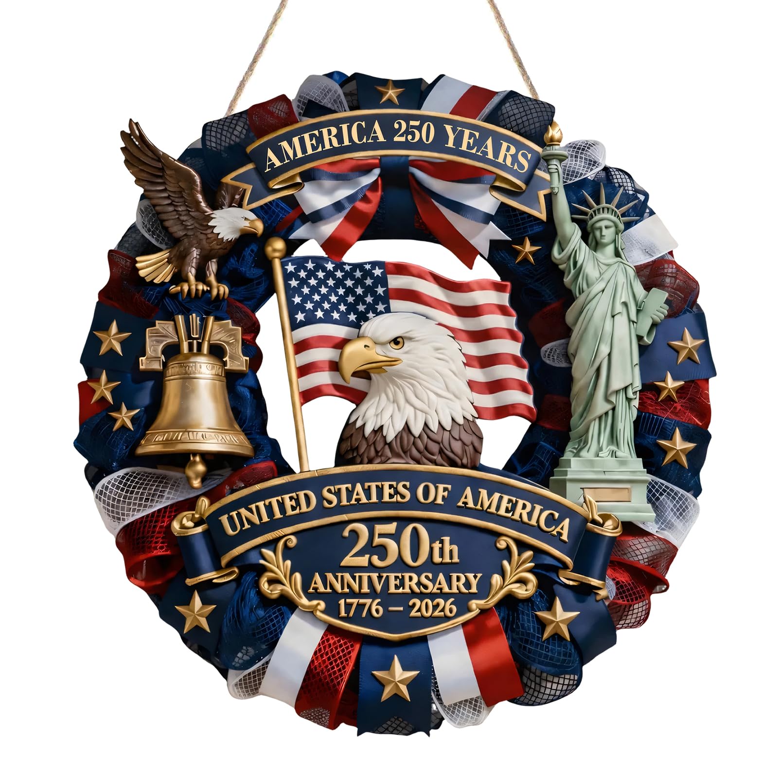 Festives Wooden Hanging Sign for 4th of July Celebration Independence Day Front Door Wreath 250th Anniversary Decors Patriotics Wooden Wreat