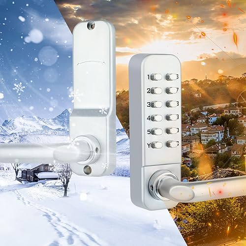 Miniatura 7 de Cerradura de puerta de entrada sin llave 100% mecánica con perilla de puerta de teclado, cerradura de puerta con teclado impermeable, cerradura de