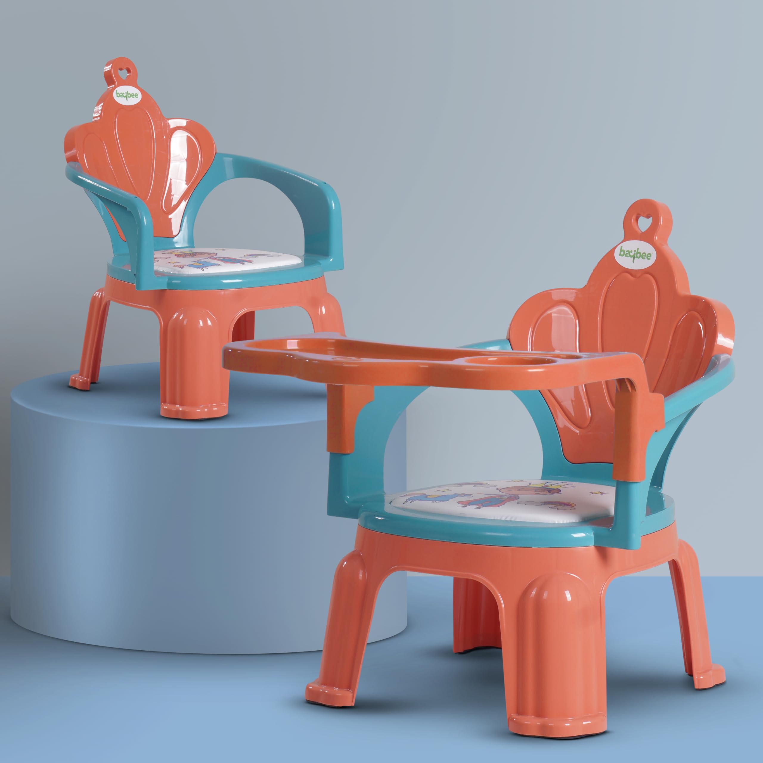 Baybee Emperia Plastic Baby Chair for Kids Study Table Chair with Cushion Seat, Removable Food Tray & High Backrest, Booster Seat for Baby, Home School Kids Chair for Baby 1 to 4 Years (Pink/Green) (B0CGHWXHJT) Amazon Price History, Amazon Price Tracker