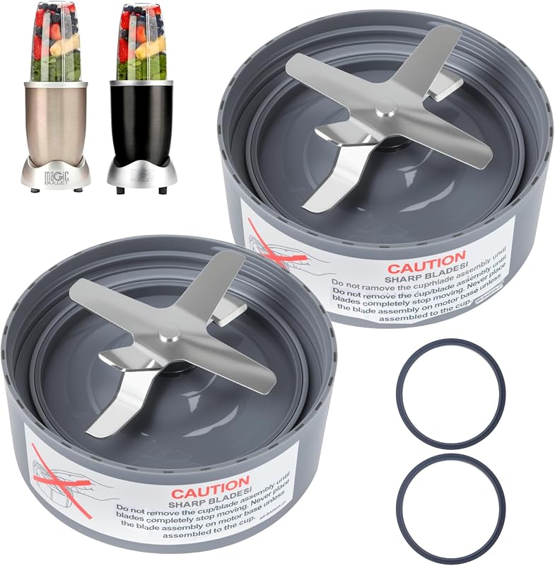 2-Pack Replacement Extractor Blade for NutriBullet 600w/900w Pro Blender | Included Food-grade Silicone Rubber Gaskets, Seal Ring, Blade Replacement Parts