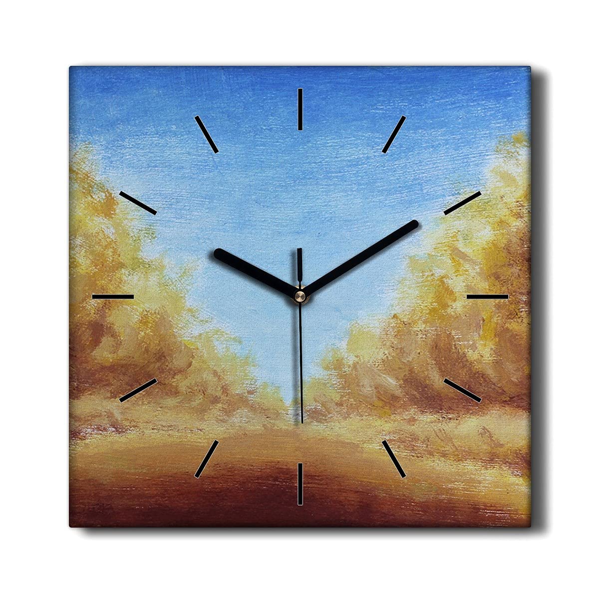 Horloge sur Toile 30x30cm Forêt Ciel d'automne Coloray pour Décoration Murale