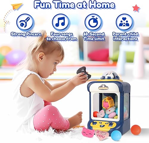 Miniatura 4 de Salate Máquina de garras para niños, mini máquina expendedora de conejos, dispensador de premios, regalo de juguete para niñas y niños, música