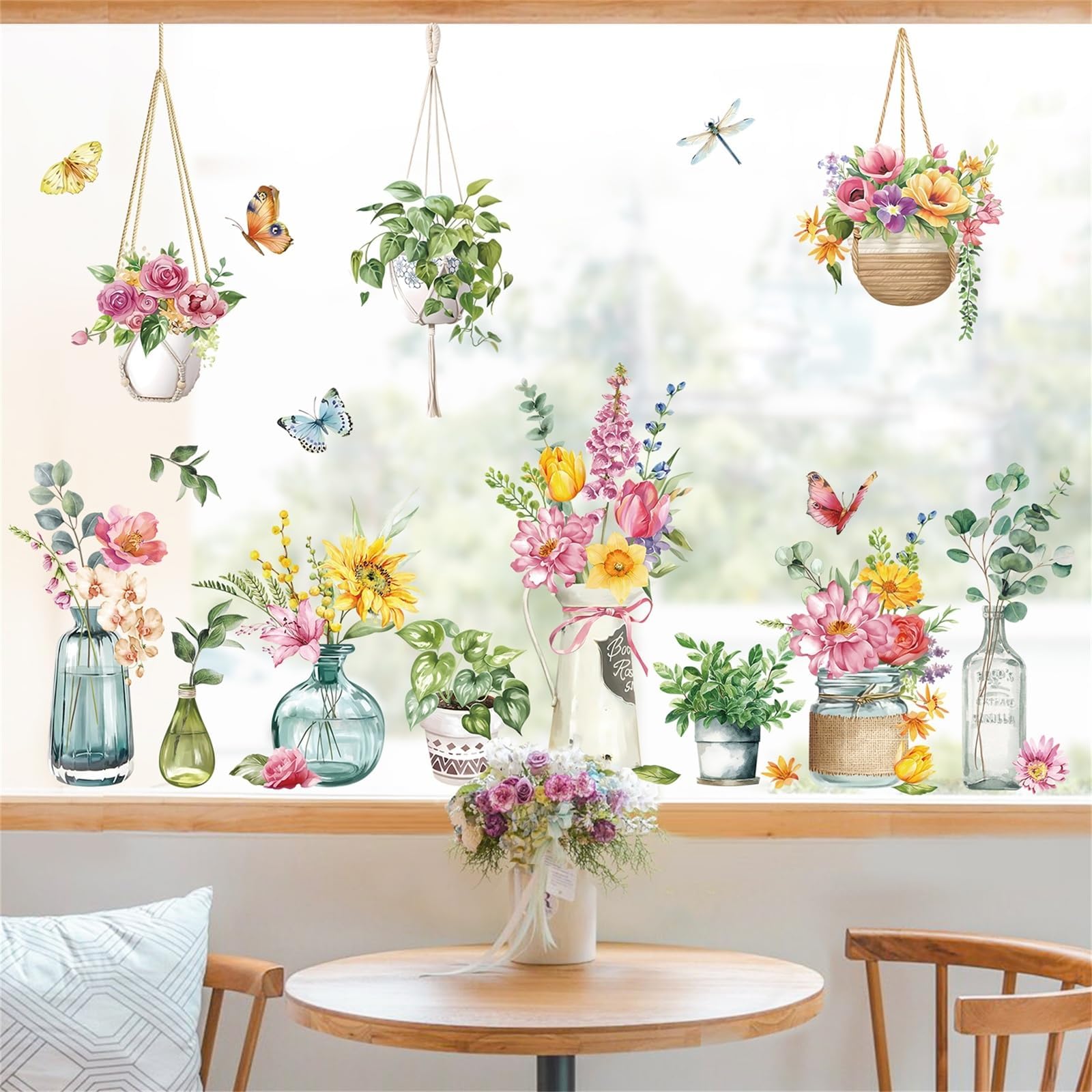 Flowers Hanging Vines Plants Window Decals
