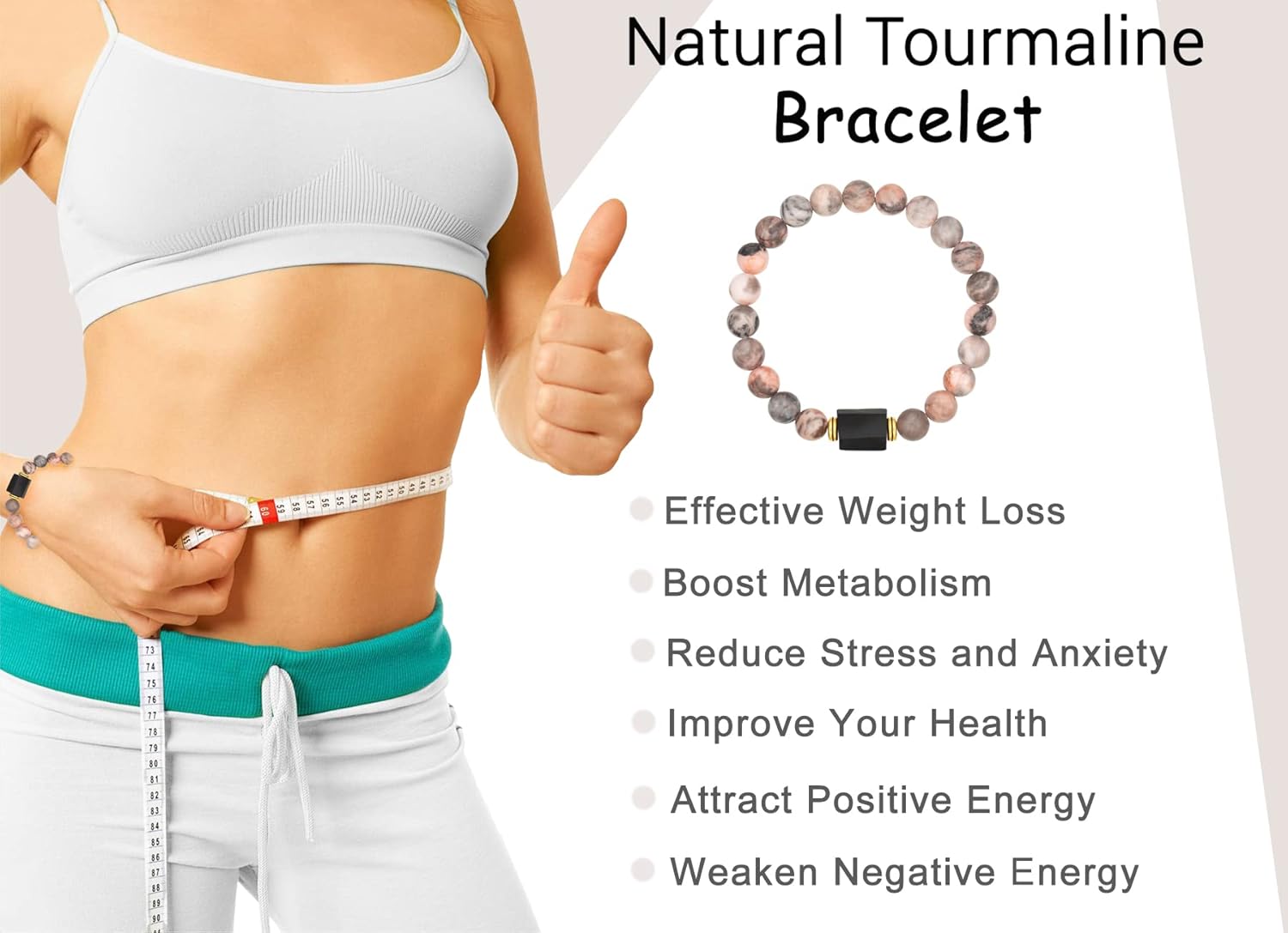 Natural Stone Bead Tourmaline Bracelet Healing Energy Bracelet Stress Relief Relaxation Gifts for Women Sisters Friends - Image 2