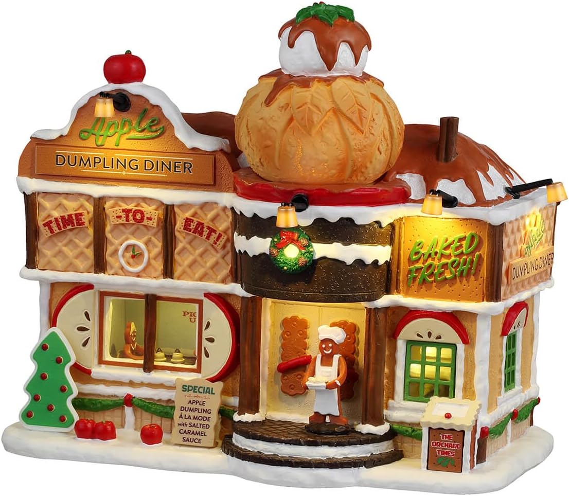 Lemax Apple Dumpling Diner, Battery-Operated(4.5V), Lighted Buildings, #45287