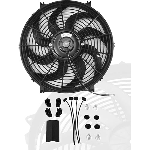12" inch Slim Fan Push Pull Electric Radiator Cooling Fans 12V Mount Kit Unversal Black
