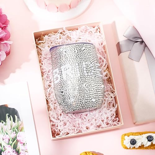 Miniatura 3 de Tanlade Vaso de novia con diamantes brillantes de 12 onzas, con aislamiento para novia, tapa con popote y cepillo, acero inoxidable con diamantes de