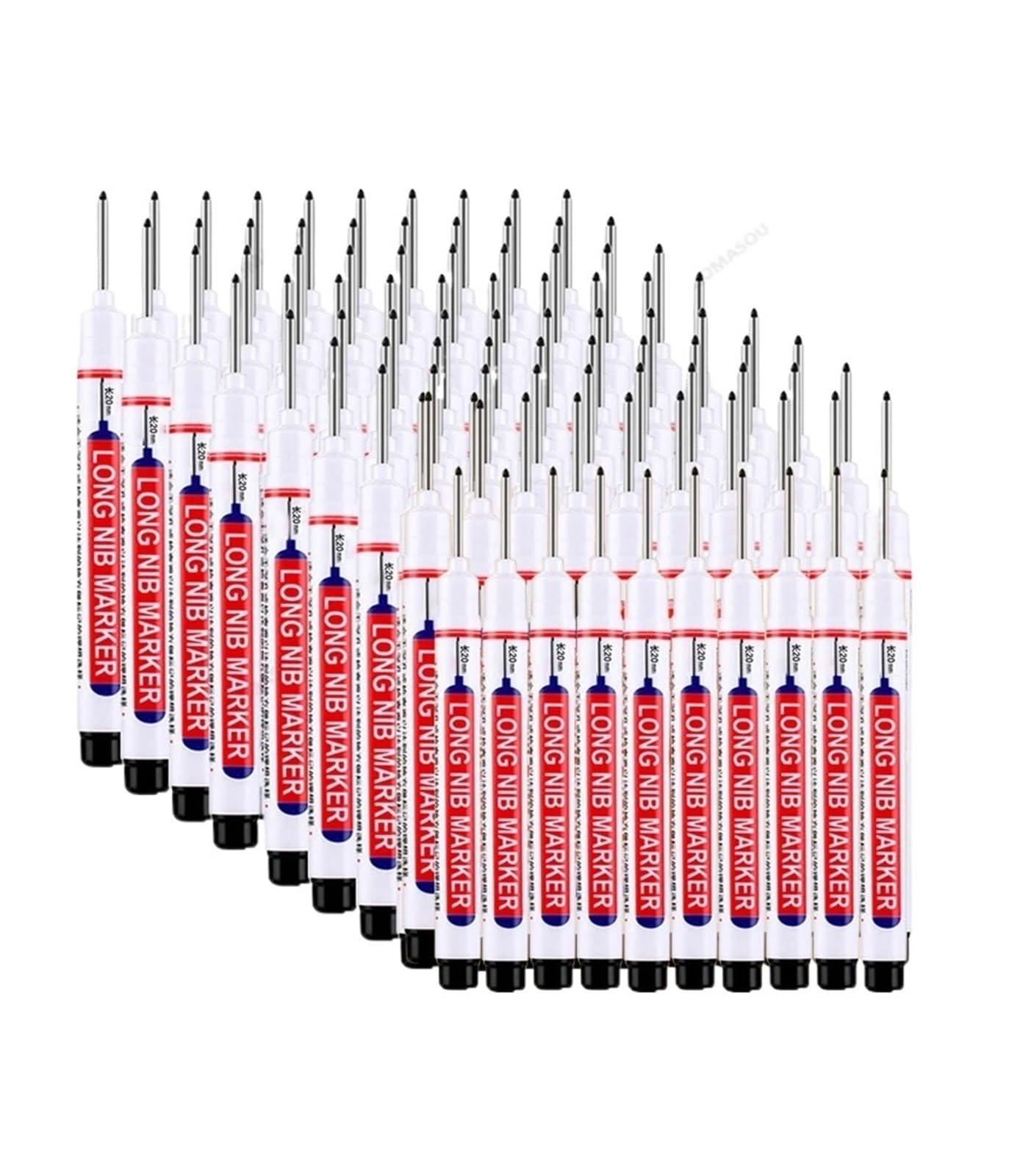 Znaczniki do główki stalówki z głębokim otworem, długa stalówka, 1-90 szt., wodoodporne, białe, markery z długą główką, 2 cm, do obróbki drewna, do głębokich otworów, metalowe, stolarskie,