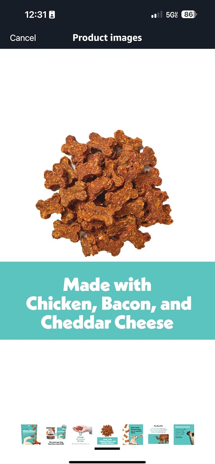 Wiggles & Wags Chewy Bones Dog Treats, Bacon & Cheese Flavor, Soft and Chewy, 2 Pack