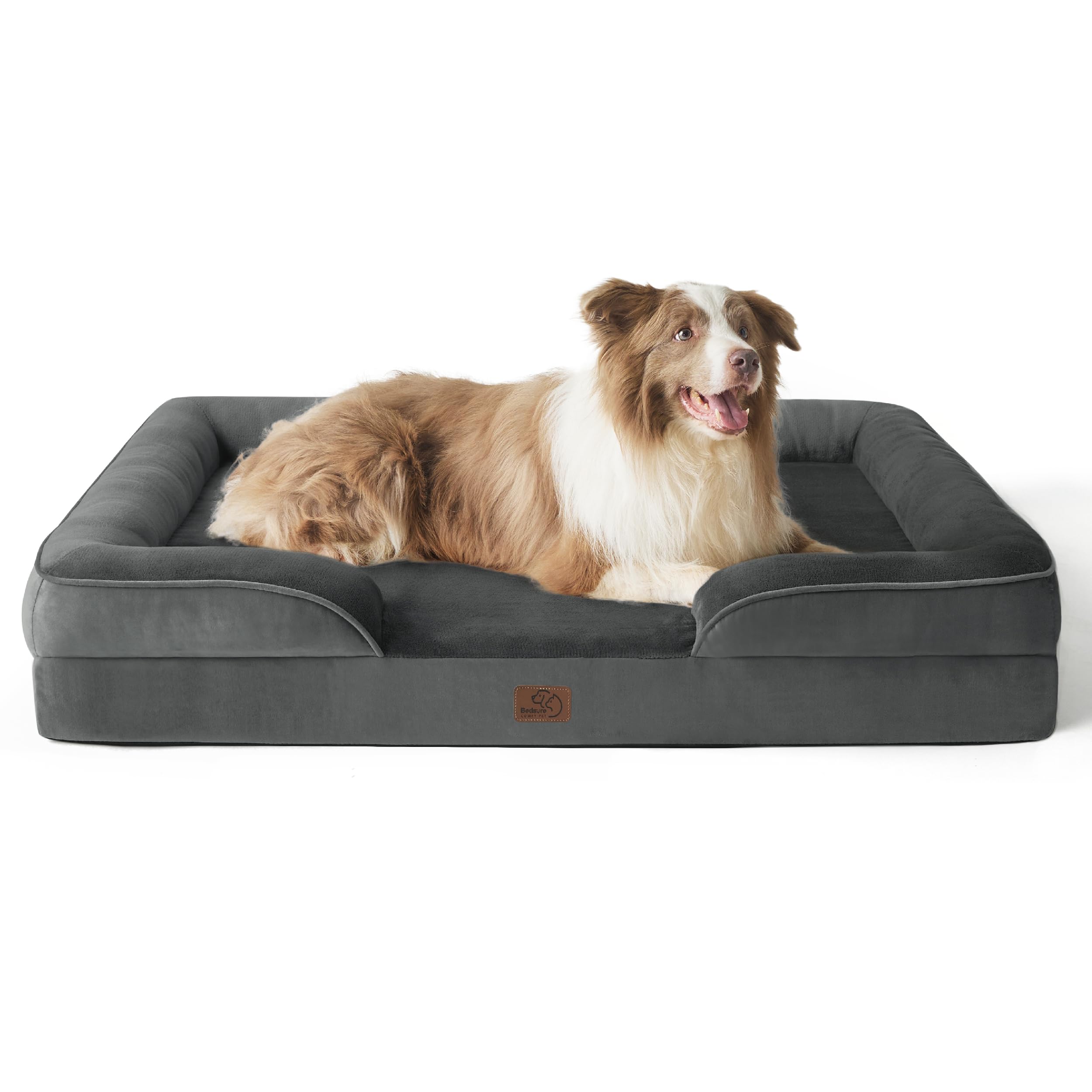 Bedsure Medium Dog Sofa Bed - Washable Orthopedic Dog Beds and Couch with Removable Flannel Zipper Cover, Puppy Beds for Small Dogs, Brown Pet Bed, 71x58x16cm — view 19